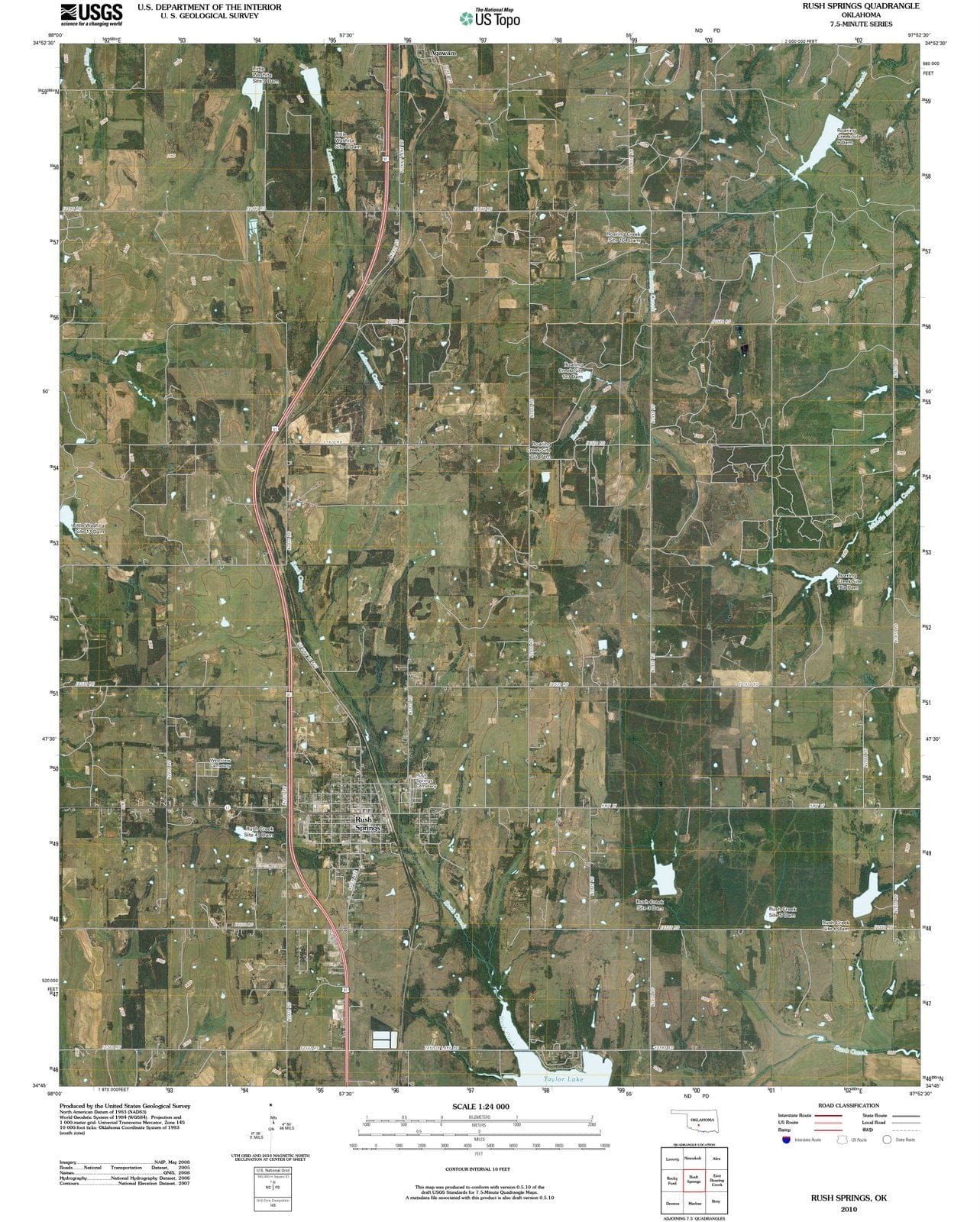 2010 Rush Springs, OK - Oklahoma - USGS Topographic Map