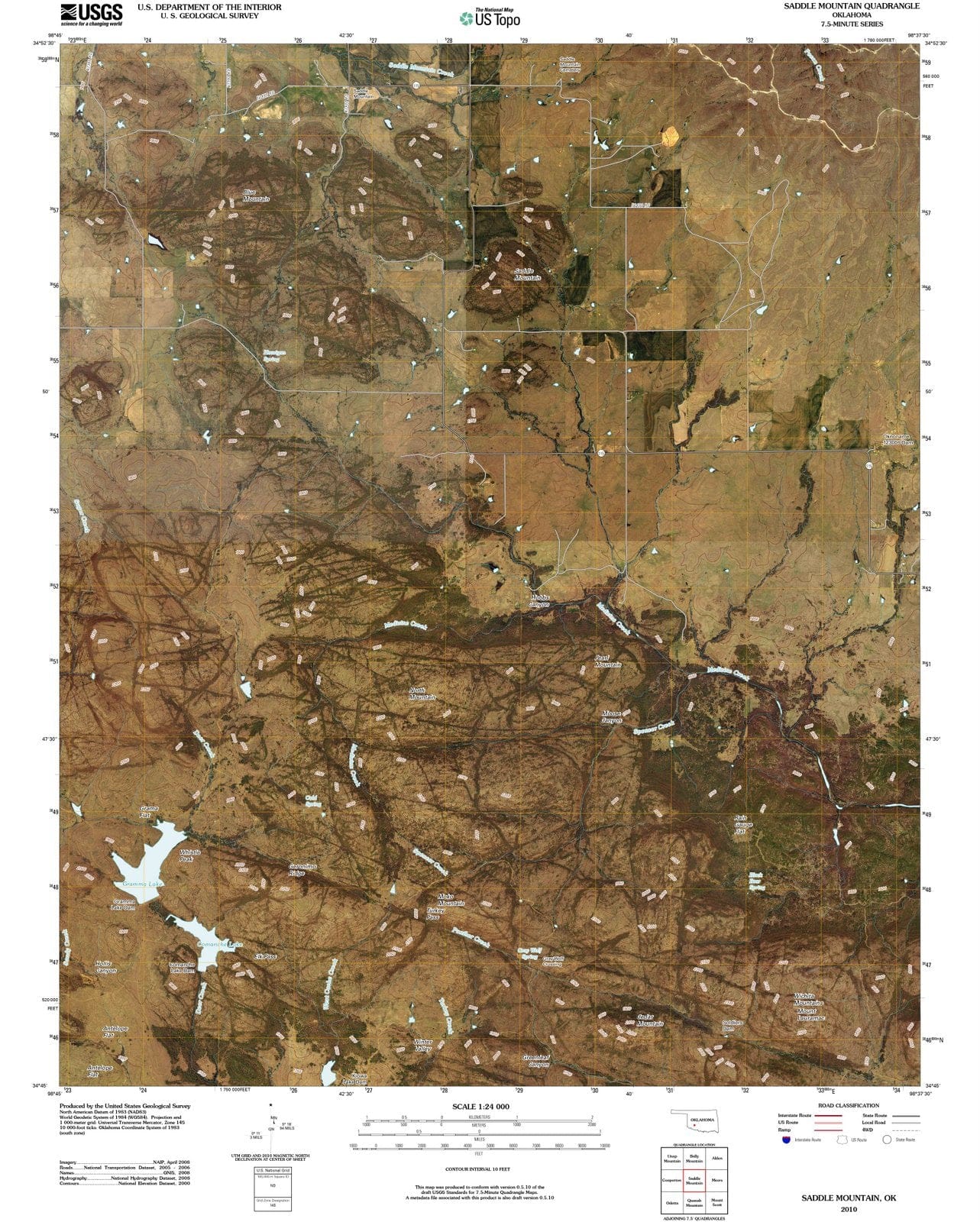 2010 Saddle Mountain, OK - Oklahoma - USGS Topographic Map