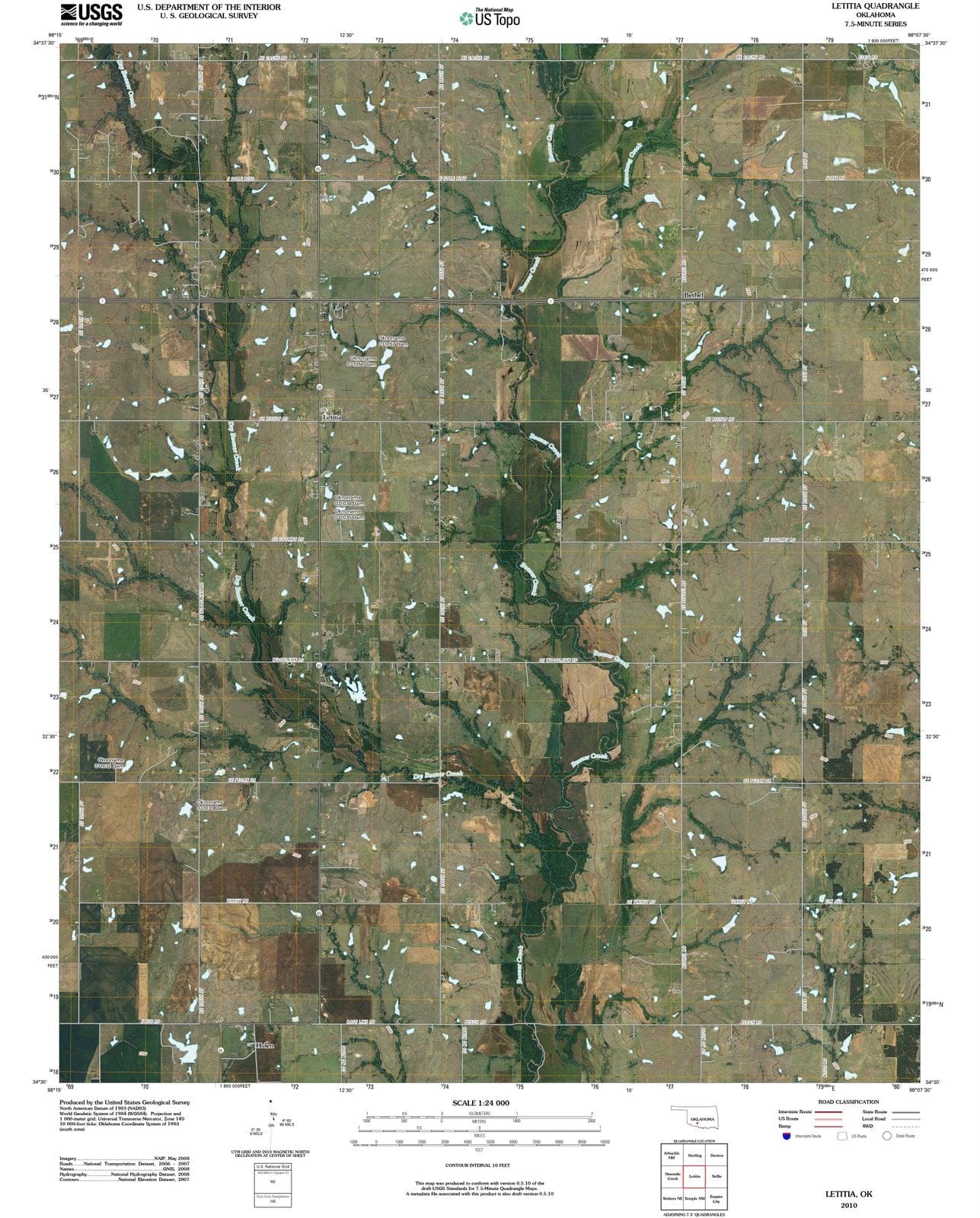 2010 Letitia, OK - Oklahoma - USGS Topographic Map