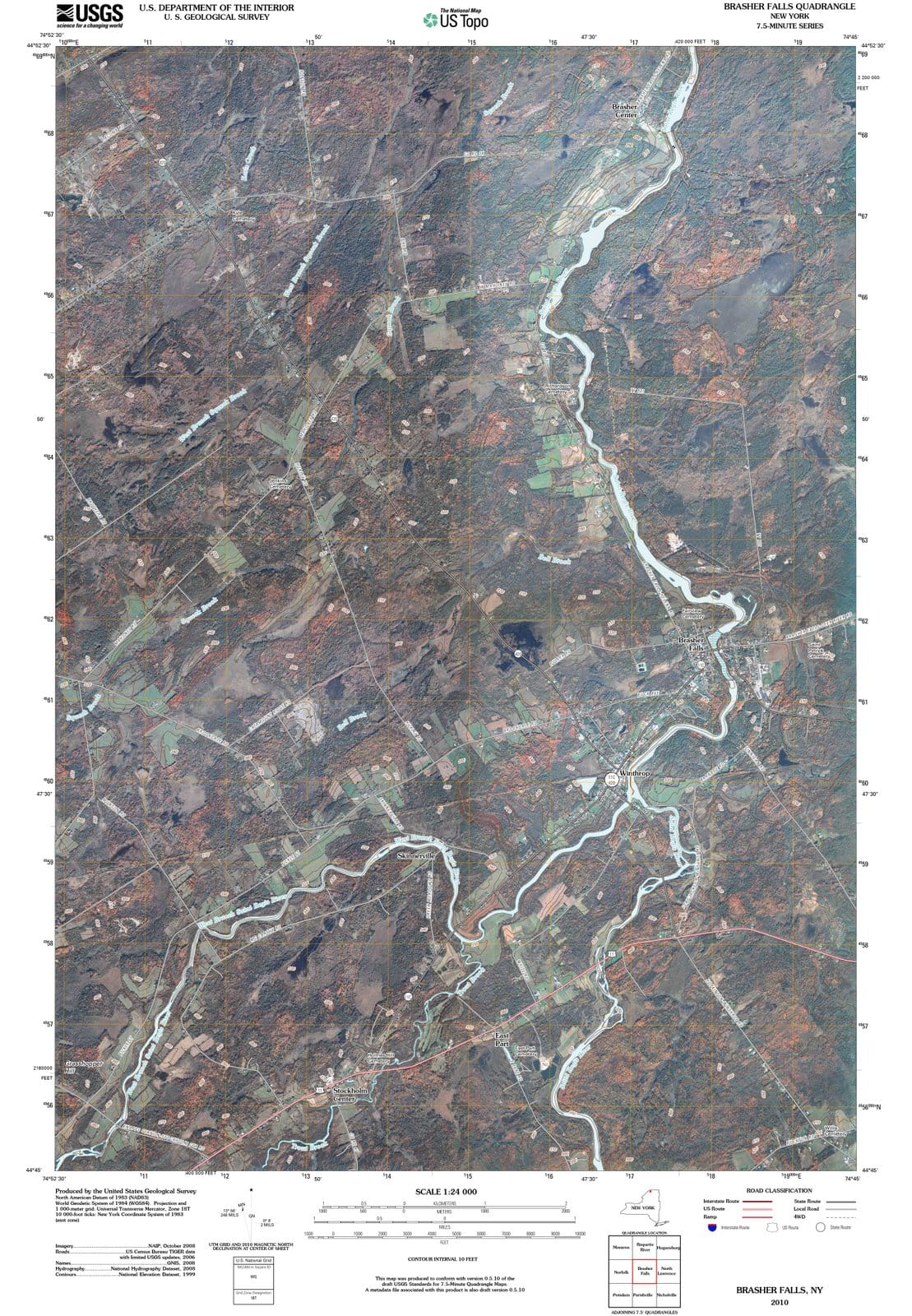 2010 Brasher Falls, NY - New York - USGS Topographic Map