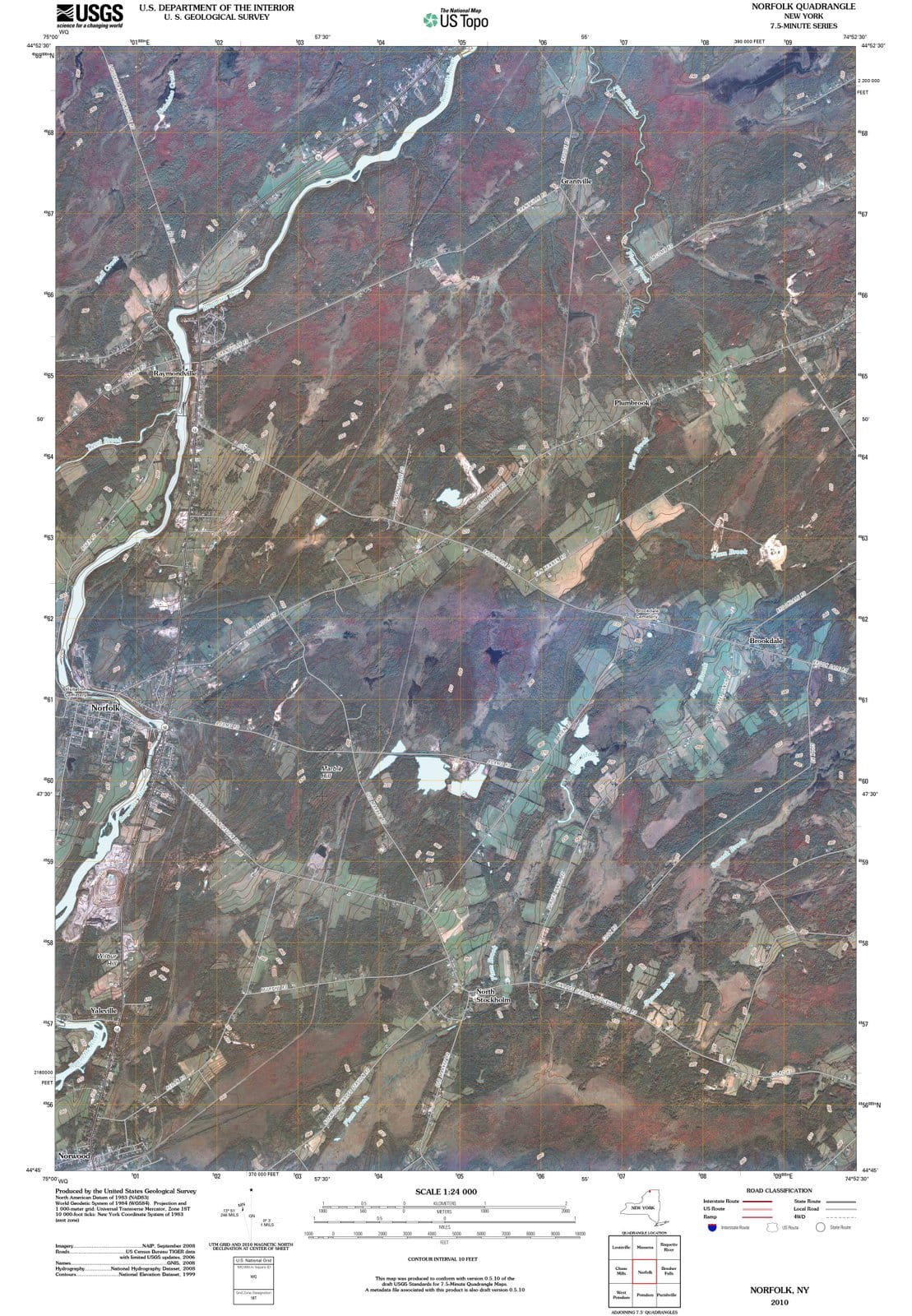 2010 Norfolk, NY - New York - USGS Topographic Map