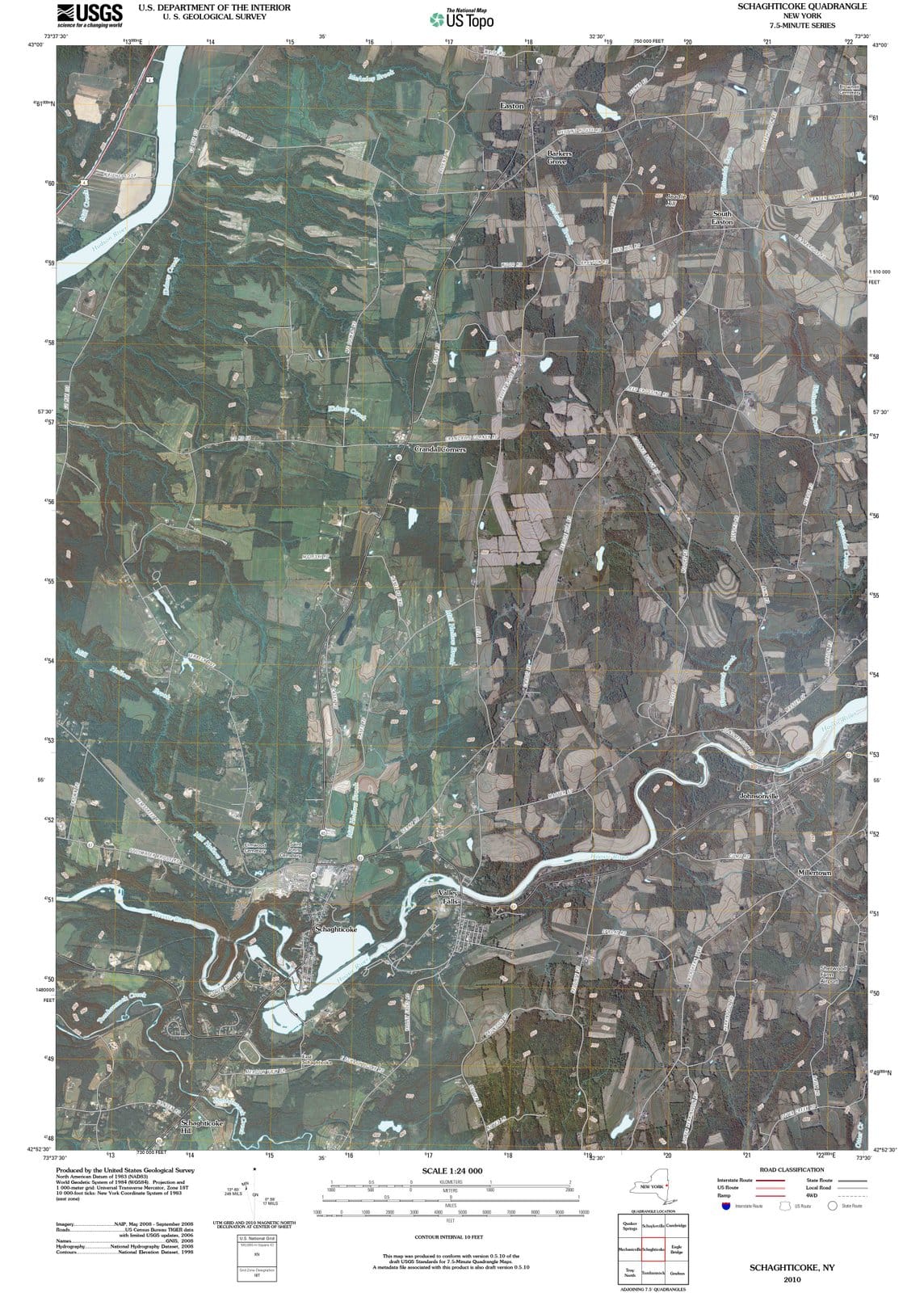 2010 Schaghticoke, NY - New York - USGS Topographic Map