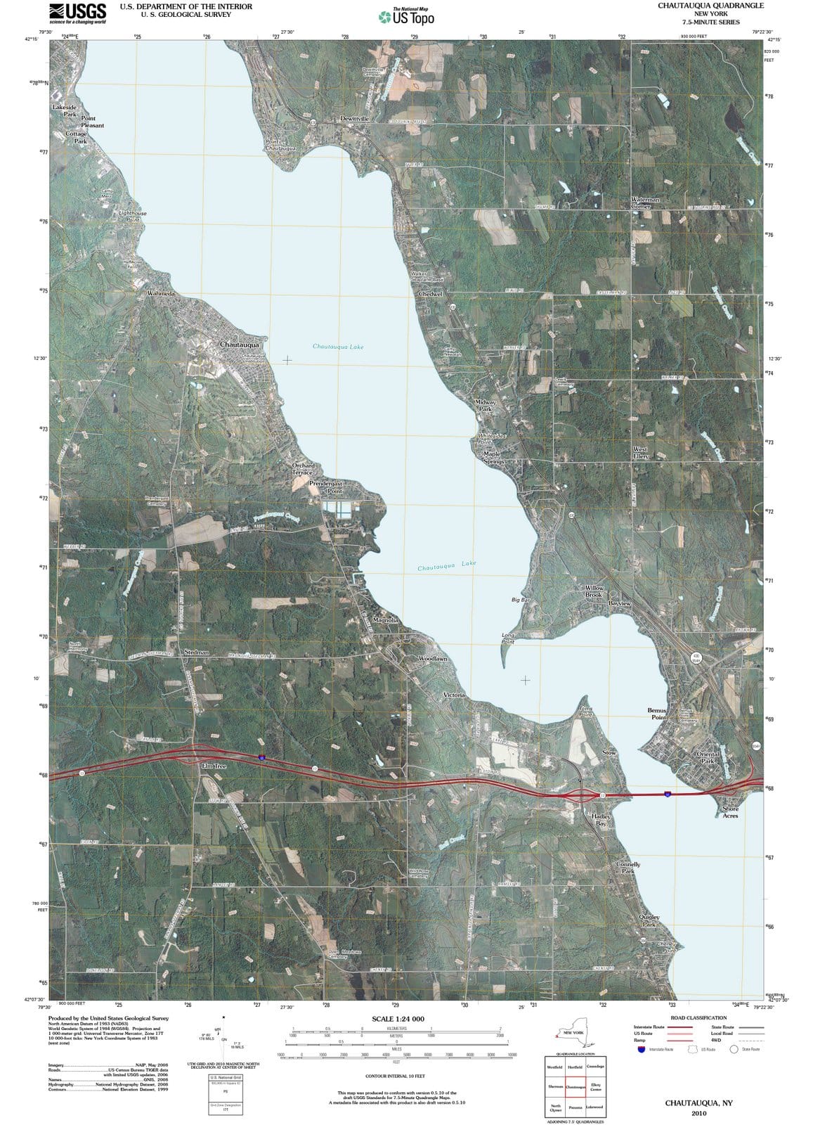 2010 Chautauqua, NY - New York - USGS Topographic Map