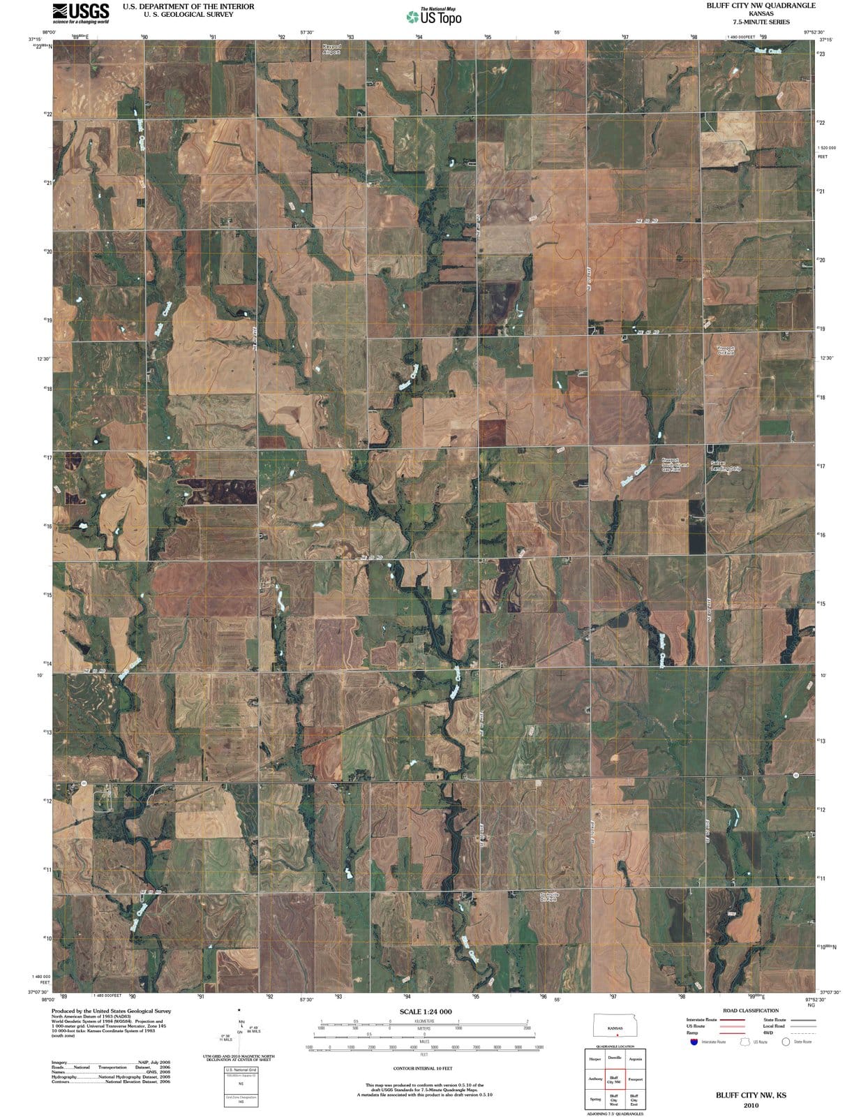2010 Bluff City, KS - Kansas - USGS Topographic Map