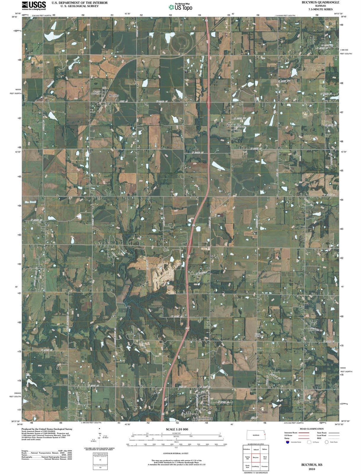 2010 Bucyrus, KS - Kansas - USGS Topographic Map