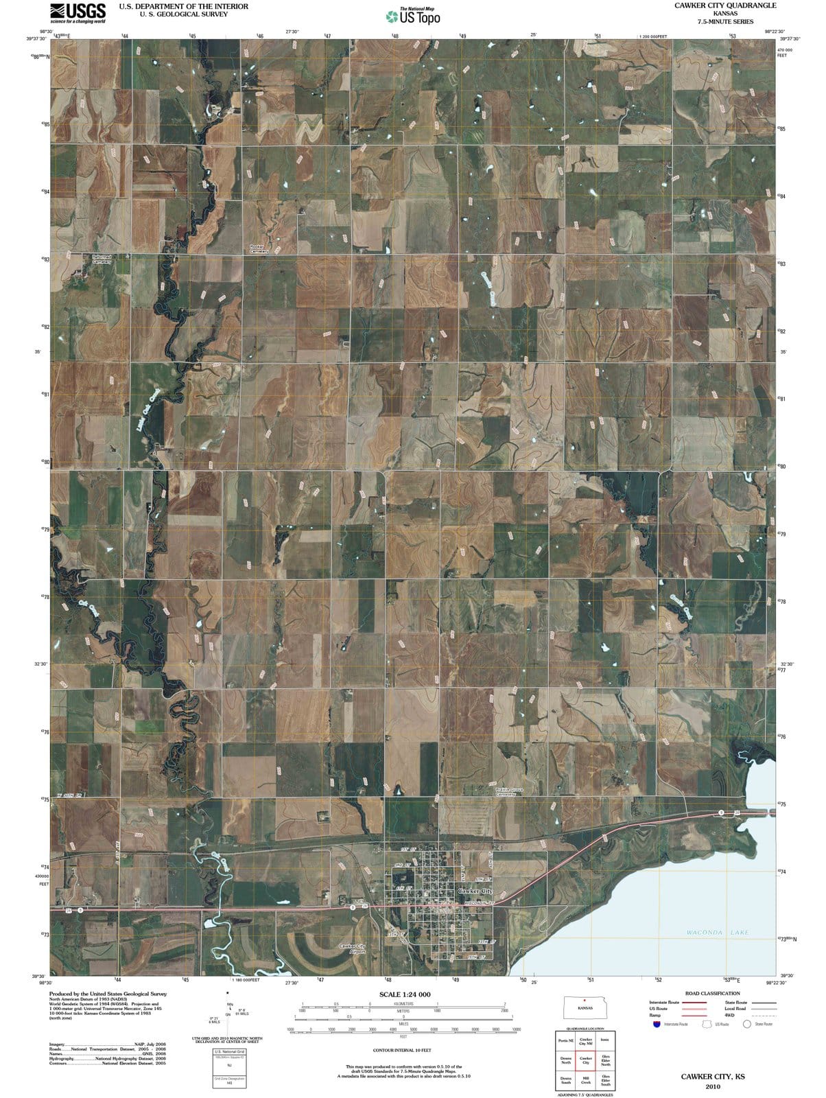 2010 Cawker City, KS - Kansas - USGS Topographic Map