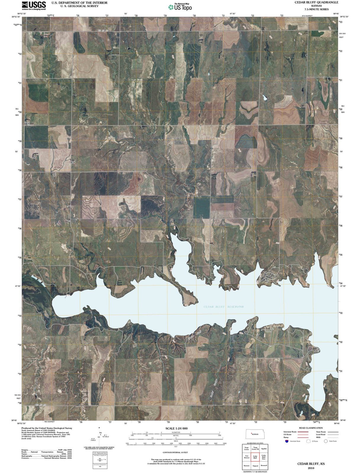 2010 Cedar Bluff, KS - Kansas - USGS Topographic Map