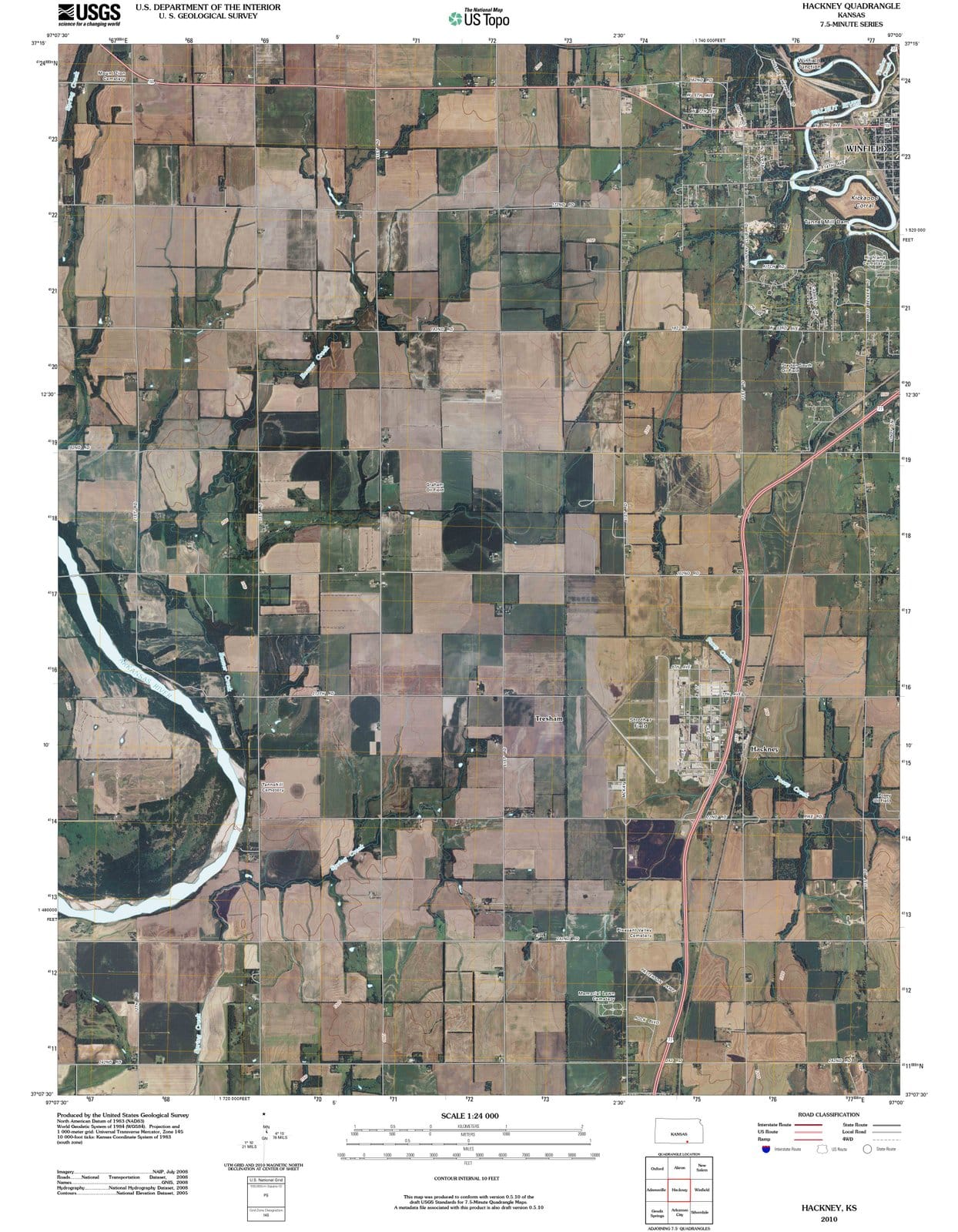 2010 Hackney, KS - Kansas - USGS Topographic Map