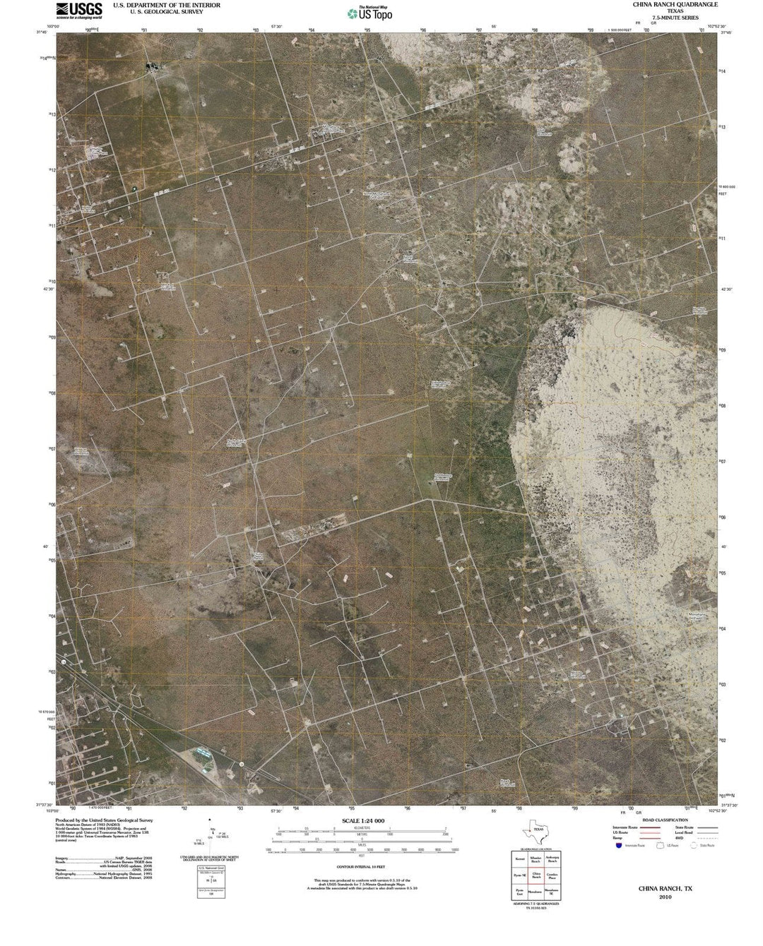 2010 China Ranch, TX - Texas - USGS Topographic Map