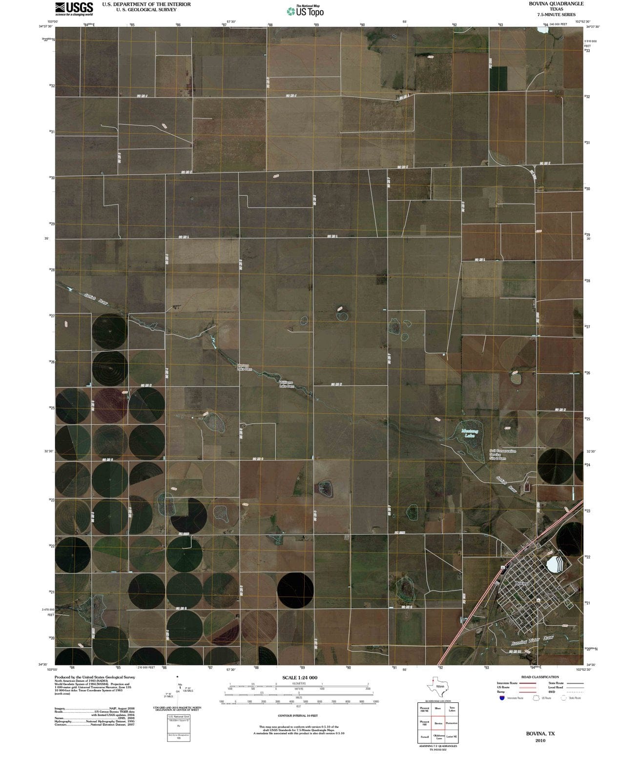 2010 Bovina, TX Texas USGS Topographic Map Historic Pictoric