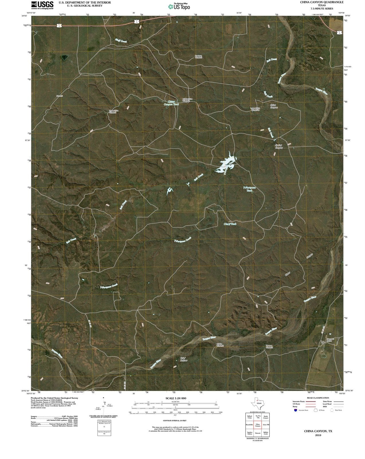 2010 China Canyon, TX - Texas - USGS Topographic Map
