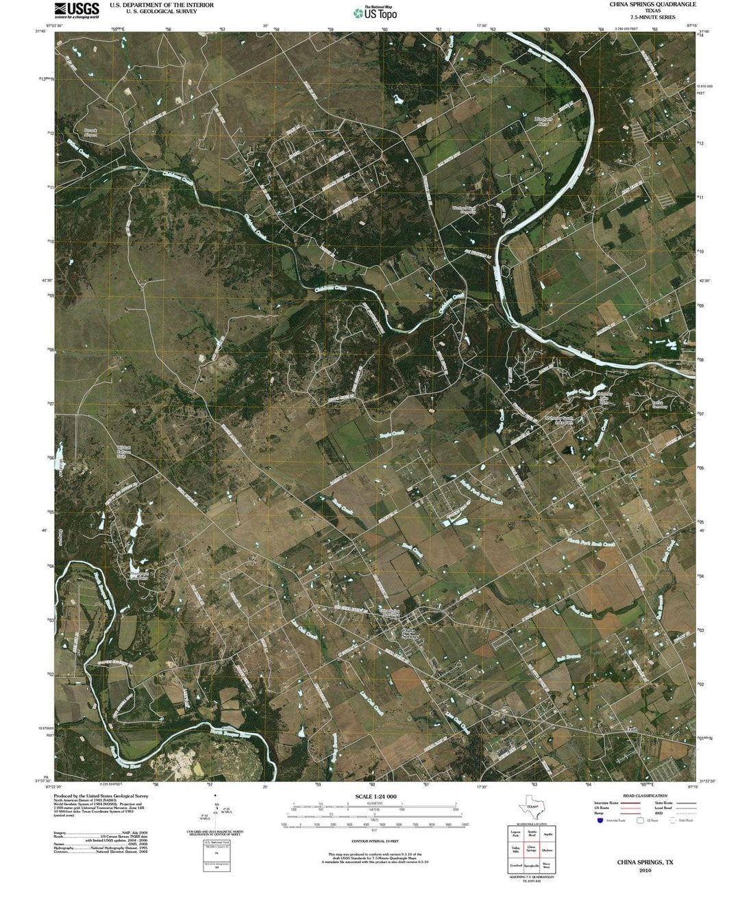 2010 China Springs, TX - Texas - USGS Topographic Map