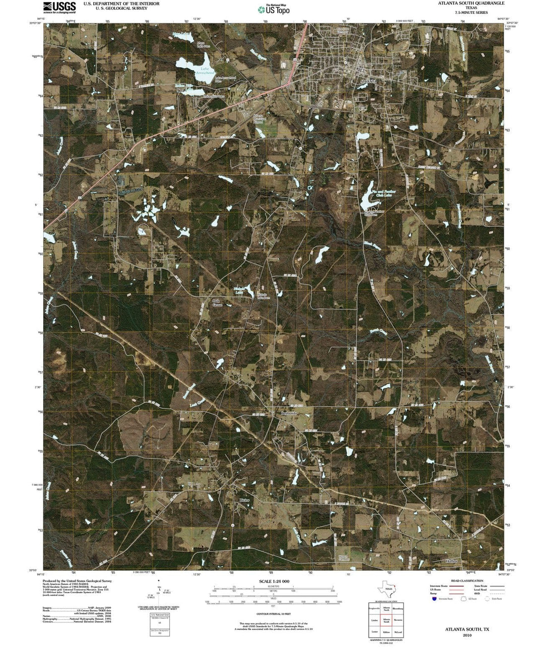 2010 Atlanta South, TX - Texas - USGS Topographic Map