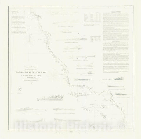 Historic Nautical Map - Western Coast Of The United States, 1853 NOAA Chart - Vintage Wall Art