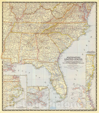 Historic Nautical Map - Southeastern United States, 1947 NOAA National Geographic - Vintage Wall Art