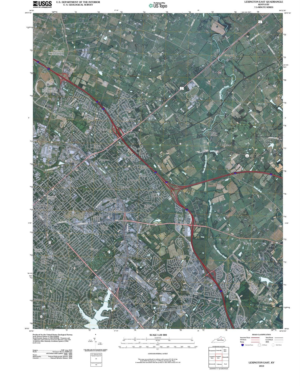 2010 Lexington East, KY - Kentucky - USGS Topographic Map