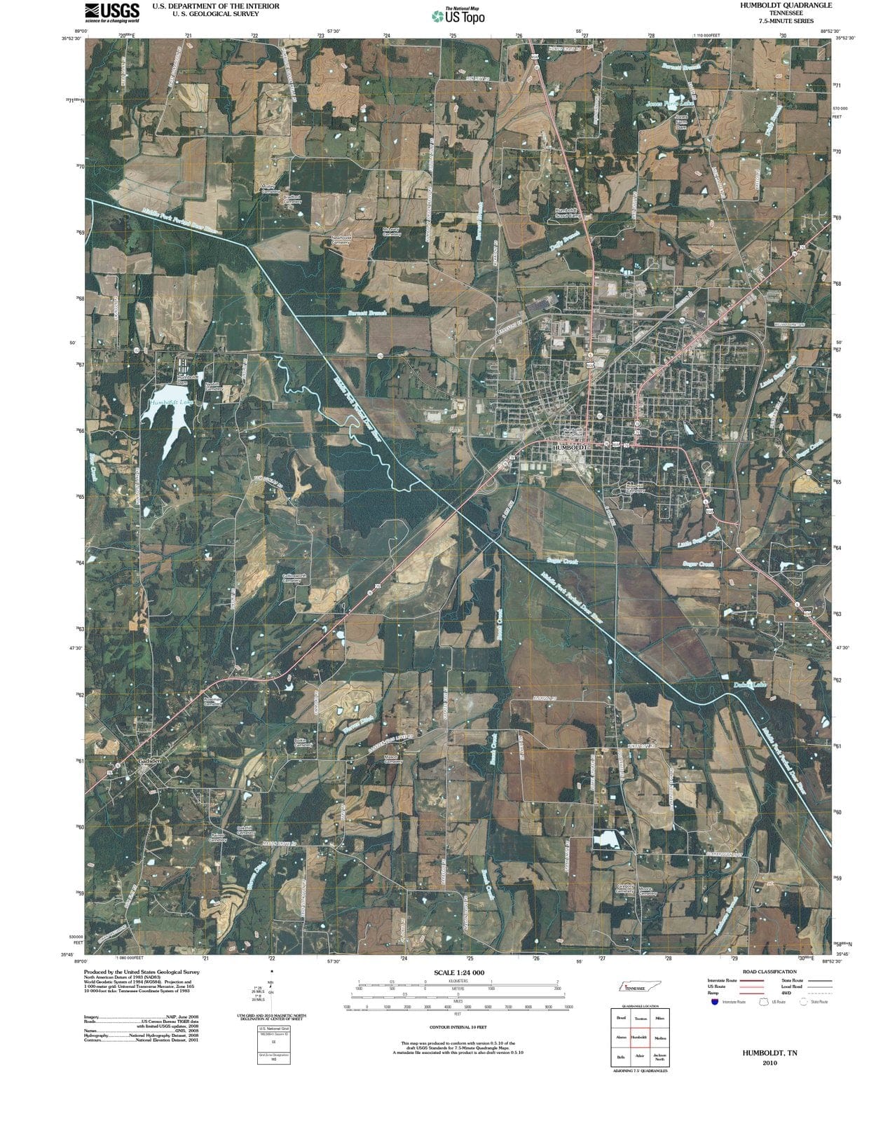 2010 Humboldt, TN - Tennessee - USGS Topographic Map