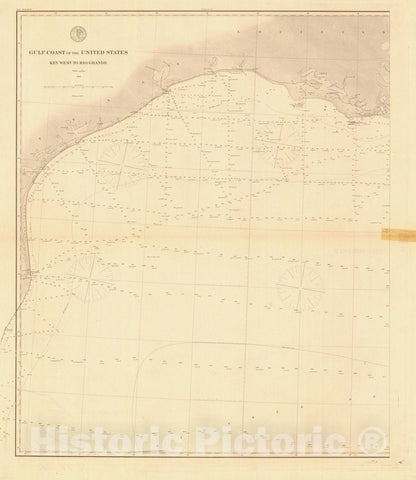 Historic Nautical Map - Gulf Coast Of The United States Key West To Rio Grande, 1863 NOAA Chart - Vintage Wall Art