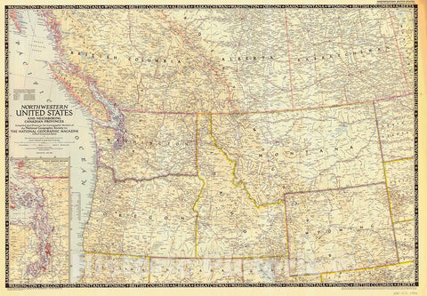 Historic Nautical Map - Northwestern United States And Neighboring Canadian Provinces, 1950 NOAA Chart - Vintage Wall Art