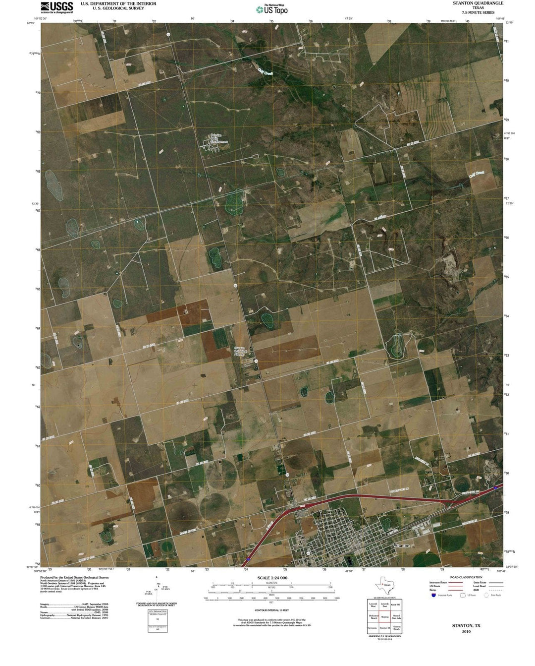 2010 Stanton, TX - Texas - USGS Topographic Map