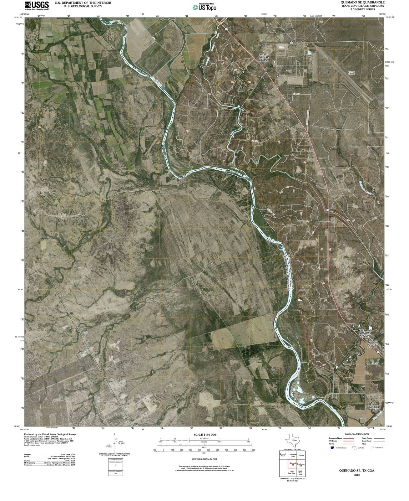 2010 Quemado, TX Texas USGS Topographic Map Historic Pictoric