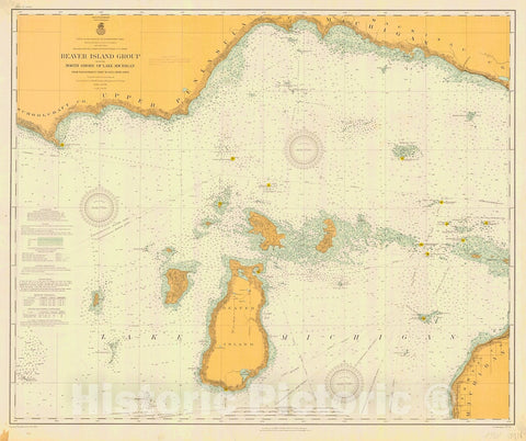 Historic Historic Nautical Map - Beaver Island Group Including North Shore Of Lake Michigan From Waugoshance Point To Seul Choix Point, 1911 NOAA Chart - Antique Vintage Decor Poster Wall Art Reproduction