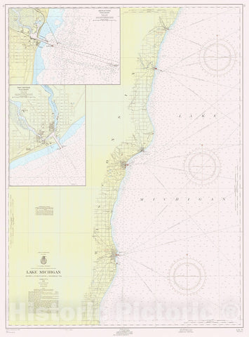 Historic Nautical Map - Lake Michigan Coast Algoma To Sheboygan, 1957 NOAA Chart - Vintage Wall Art