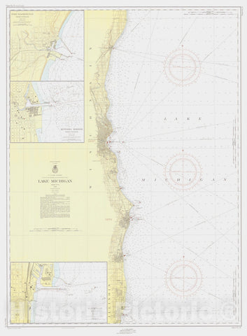Historic Nautical Map - Lake Michigan, 1955 NOAA Chart - Vintage Wall Art