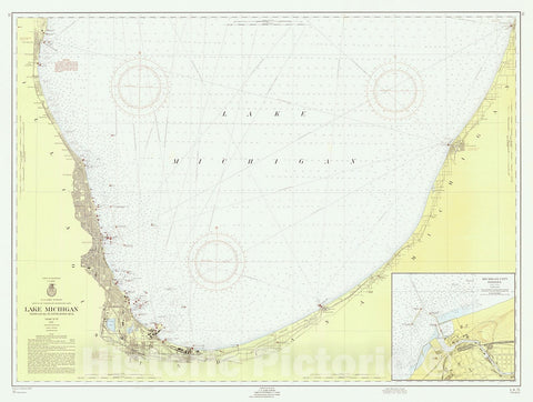 Historic Nautical Map - Lake Michigan Coast Waukegan To South Haven, 1957 NOAA Chart - Vintage Wall Art