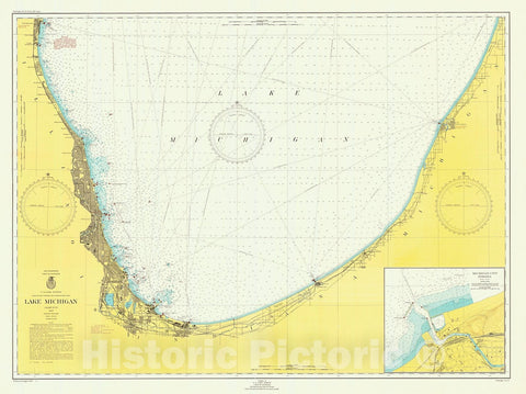 Historic Nautical Map - Lake Michigan, 1947 NOAA Chart - Vintage Wall Art, v2