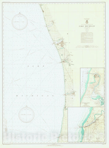 Historic Nautical Map - Lake Michigan, 1937 NOAA Chart - Vintage Wall Art