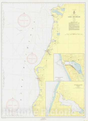Historic Nautical Map - Lake Michigan, 1954 NOAA Chart - Vintage Wall Art