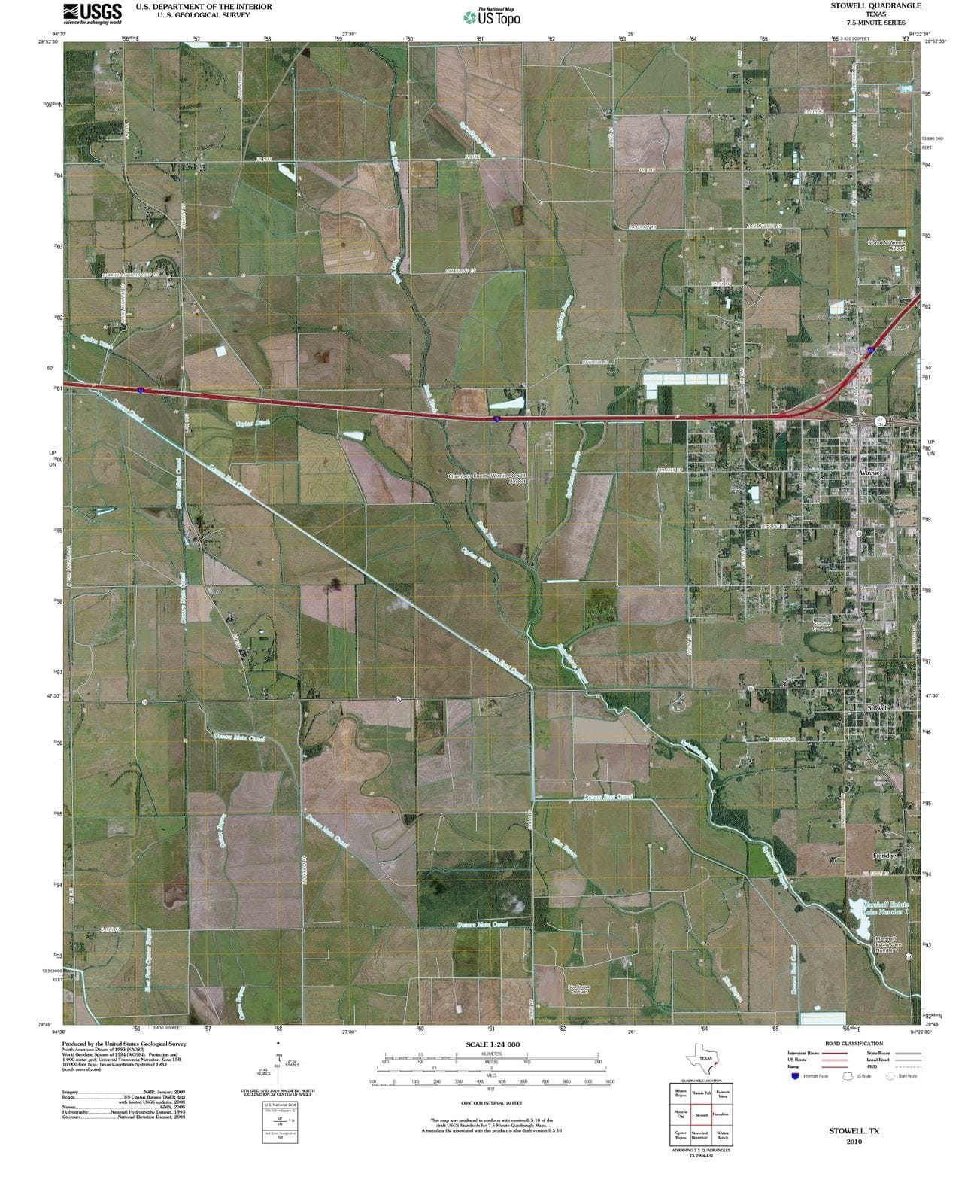 2010 Stowell, TX - Texas - USGS Topographic Map