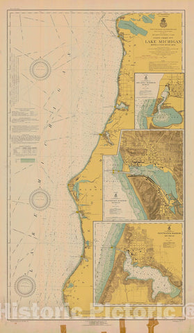 Historic Nautical Map - Lake Michigan, Benona To Point Betsie, Mich, 1919 NOAA Chart - Vintage Wall Art