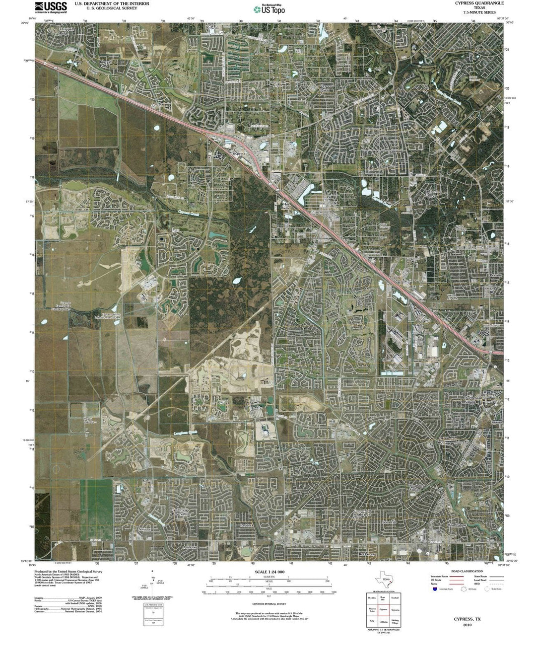 2010 Cypress, TX - Texas - USGS Topographic Map