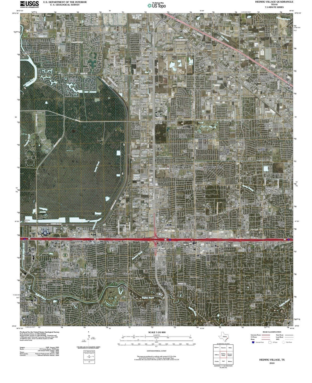 2010 Hedwig Village, TX - Texas - USGS Topographic Map