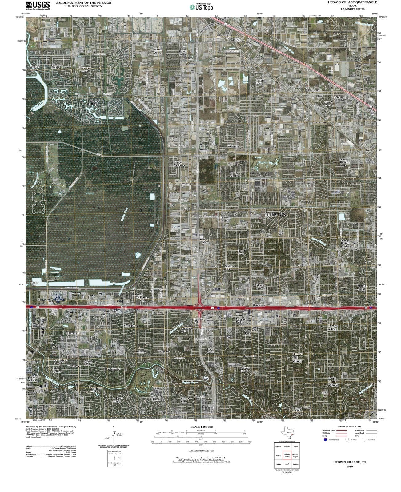 2010 Hedwig Village, TX - Texas - USGS Topographic Map