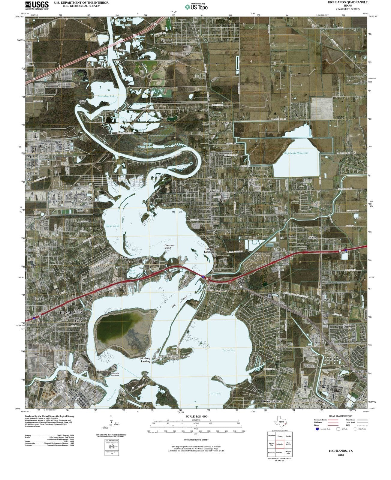 2010 Highlands, TX - Texas - USGS Topographic Map