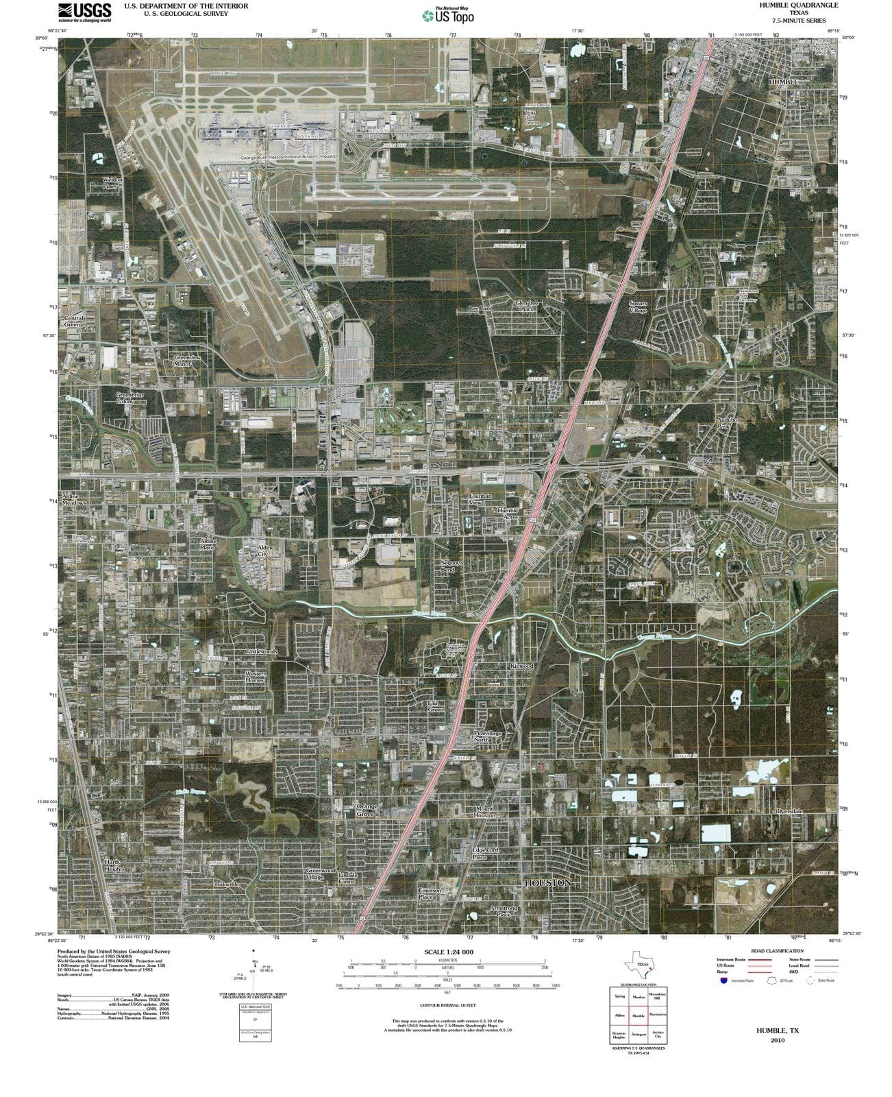 2010 Humble, TX - Texas - USGS Topographic Map