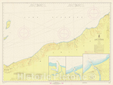 Historic Nautical Map - Lake Superior Coast Redridge To Little Girls Point, 1967 NOAA Chart - Vintage Wall Art