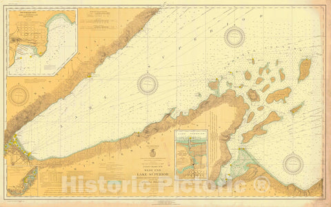 Historic Nautical Map - West End Of Lake Superior From Little Girl Point Mich To Beaver Bay Minn Including The Apostle Islands, 1924 NOAA Chart - Vintage Wall Art