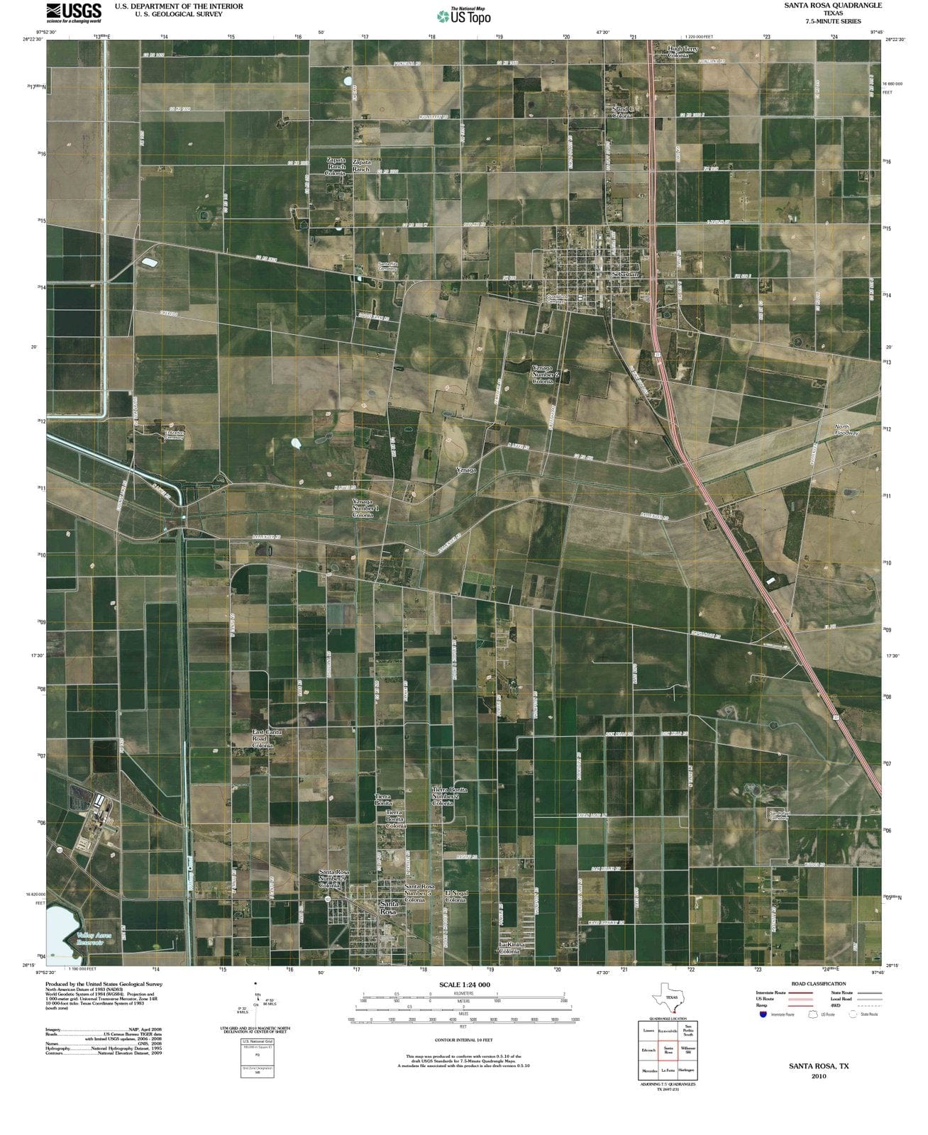 2010 Santa Rosa, TX Texas USGS Topographic Map Historic Pictoric