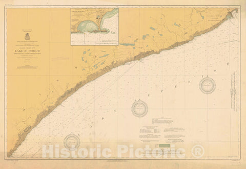 Historic Nautical Map - Lake Superior From Beaver Bay To Grand Portage Bay Minn, 1915 NOAA Chart - Vintage Wall Art