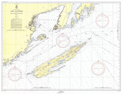 Historic Nautical Map - Lake Superior Including Isle Royale Michigan, 1954 NOAA Chart - Vintage Wall Art