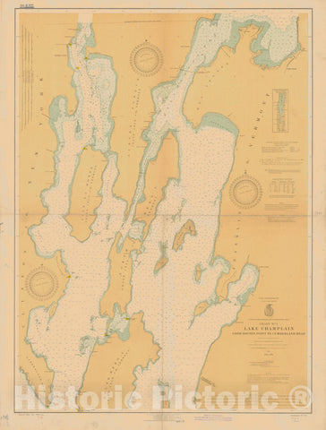 Historic Nautical Map - Lake Champlain From Rouses Point To Cumberland Head, 1924 NOAA Chart - Vintage Wall Art