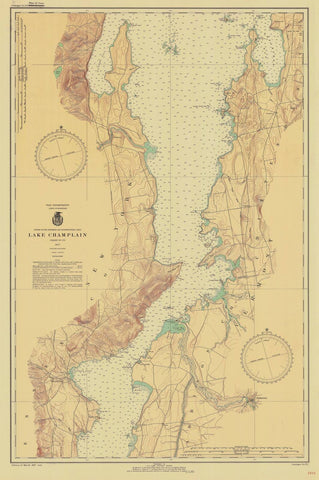 Historic Nautical Map - Lake Champlain, 1937 NOAA Chart - Vintage Wall Art