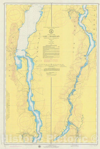 Historic Nautical Map - Lake Champlain Barber Point To Whitehall, 1974 NOAA Chart - Vintage Wall Art