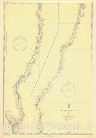 Historic Nautical Map - New York State Canals, 1936 NOAA Chart - Vintage Wall Art