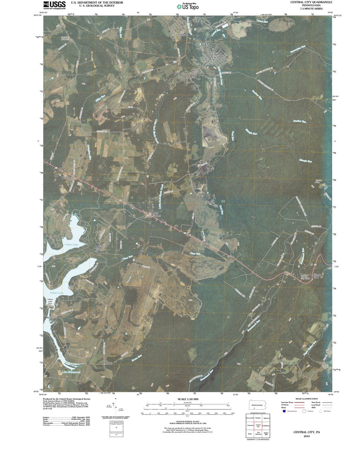 2010 Central City, PA - Pennsylvania - USGS Topographic Map