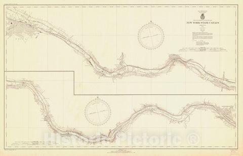 Historic Nautical Map - New York State Canals, 1942 NOAA Chart - Vintage Wall Art, v2